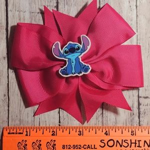Hot Pink Grosgrain Disney's Stitch Ribbon Hair Bow Clip